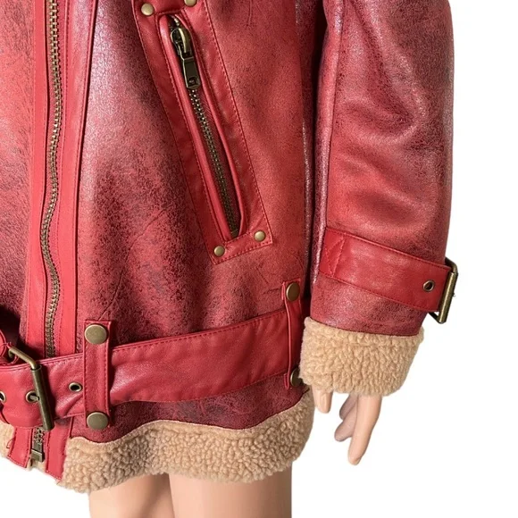NEW Urban Outfitters Oversized Faux Leather Aviator Jacket